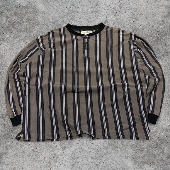 Other - Vintage 90s striped long sleeve Henley shirt